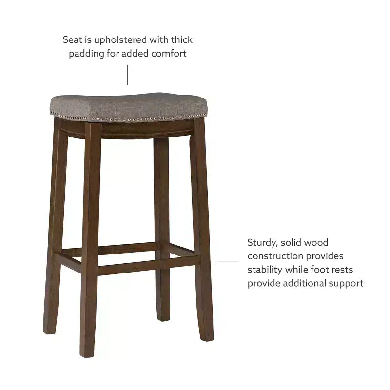 Tabouret de bar sans dossier rustique Claridge - Linon