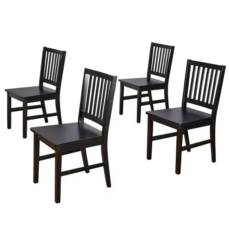 Lot de 4 chaises de salle à manger Buylateral en bois massif à dossier à lattes