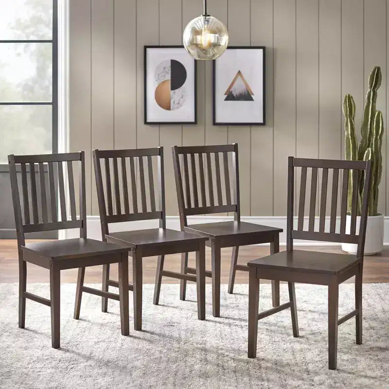 Lot de 4 chaises de salle à manger Buylateral en bois massif à dossier à lattes