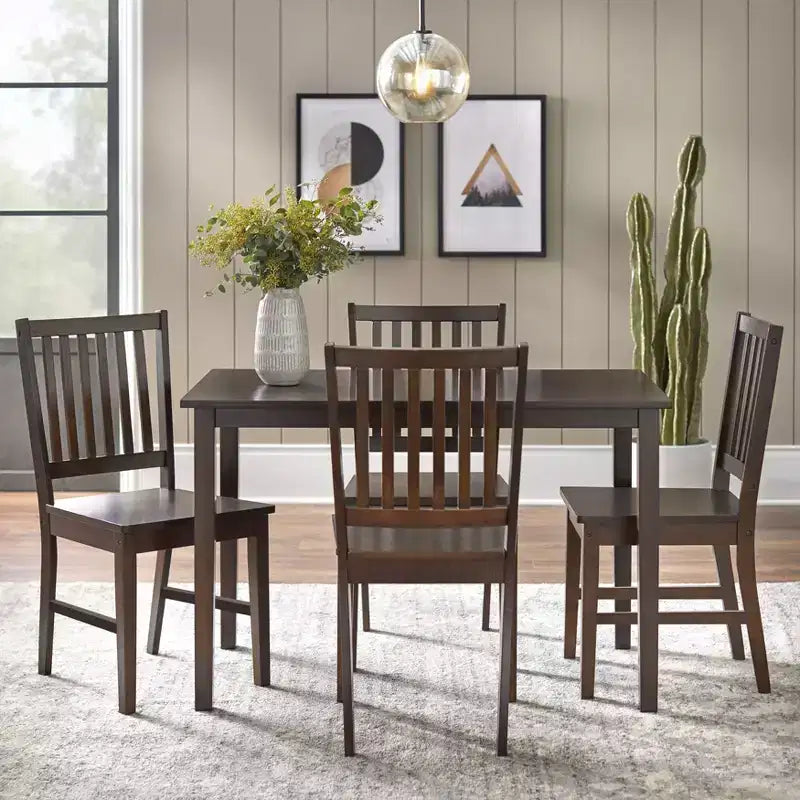 Lot de 4 chaises de salle à manger Buylateral en bois massif à dossier à lattes