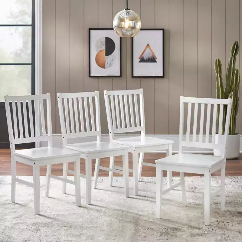 Lot de 4 chaises de salle à manger Buylateral en bois massif à dossier à lattes
