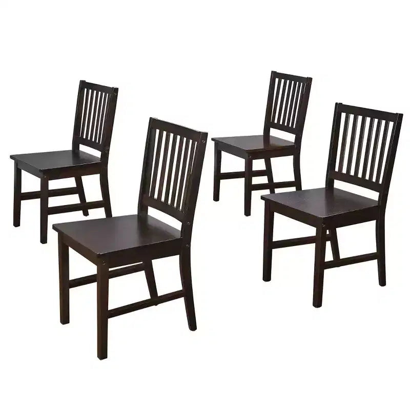 Lot de 4 chaises de salle à manger Buylateral en bois massif à dossier à lattes