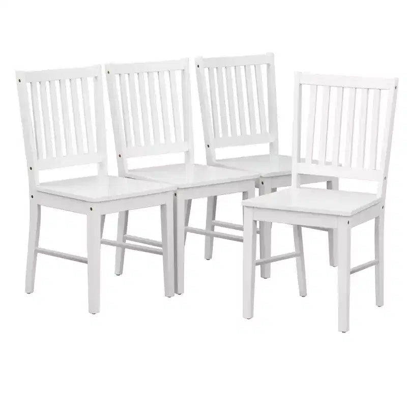 Lot de 4 chaises de salle à manger Buylateral en bois massif à dossier à lattes