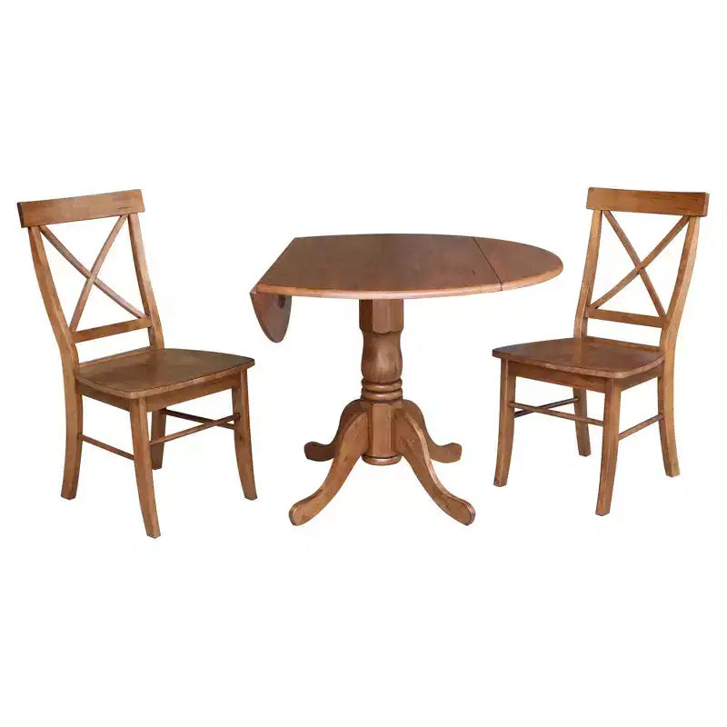 Table à rabats double 42 Mase avec 2 chaises à dossier en X - International Concepts