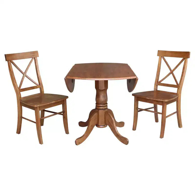Table à rabats double 42 Mase avec 2 chaises à dossier en X - International Concepts
