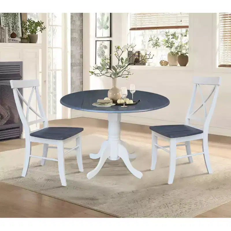 Table à rabats double 42 Mase avec 2 chaises à dossier en X - International Concepts
