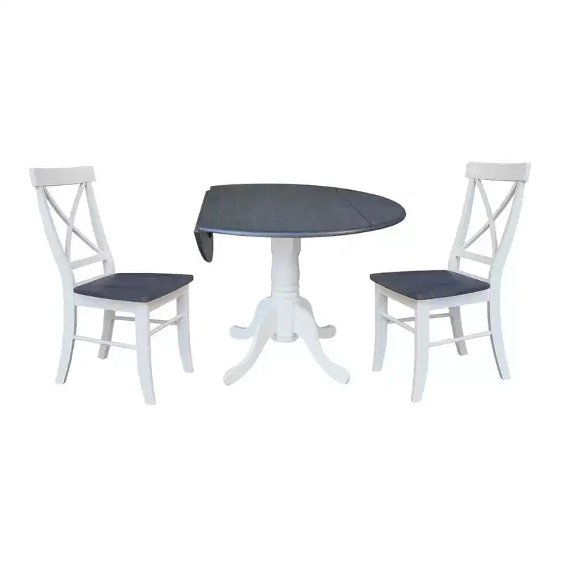 Table à rabats double 42 Mase avec 2 chaises à dossier en X - International Concepts