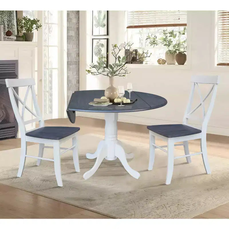 Table à rabats double 42 Mase avec 2 chaises à dossier en X - International Concepts