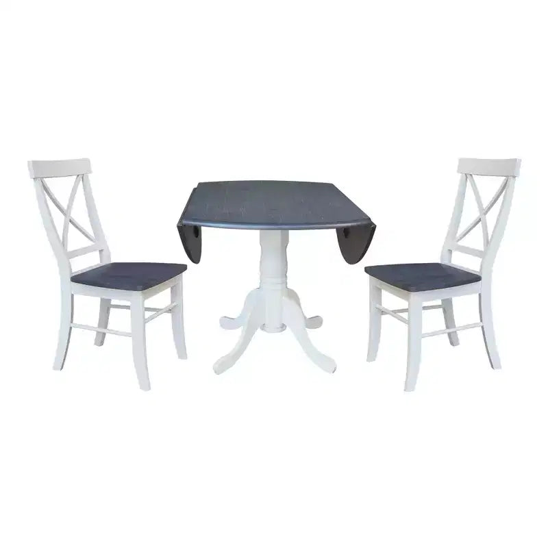 Table à rabats double 42 Mase avec 2 chaises à dossier en X - International Concepts