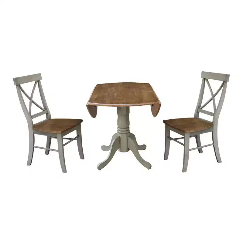 Table à rabats double 42 Mase avec 2 chaises à dossier en X - International Concepts