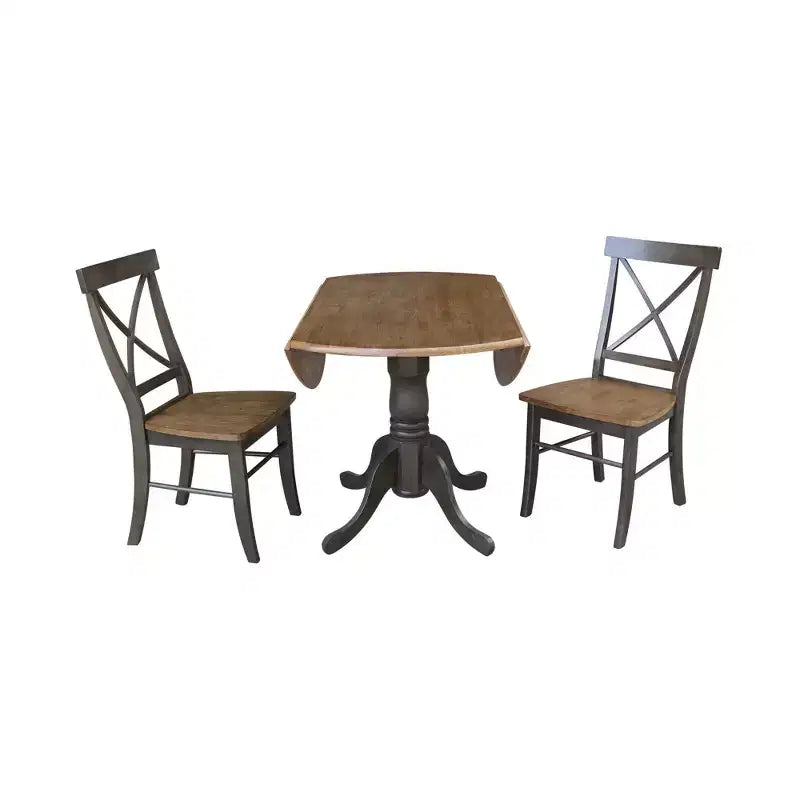 Table à rabats double 42 Mase avec 2 chaises à dossier en X - International Concepts