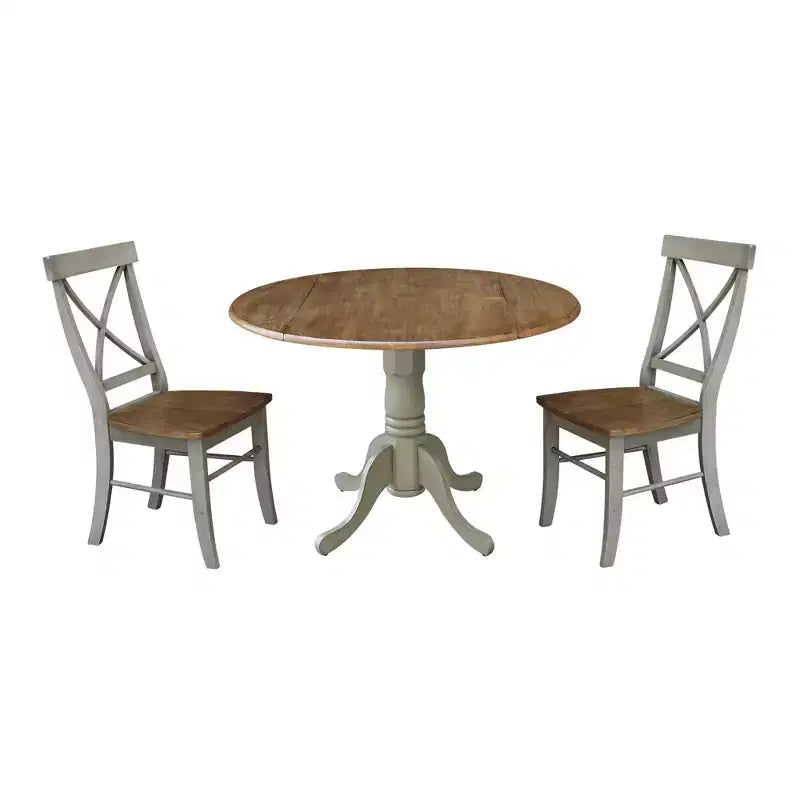 Table à rabats double 42 Mase avec 2 chaises à dossier en X - International Concepts
