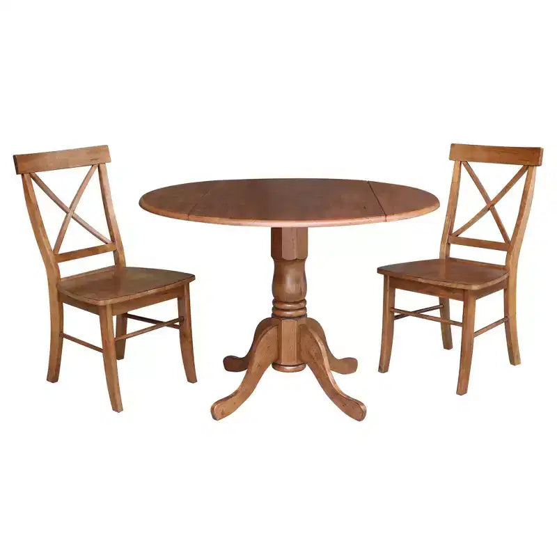 Table à rabats double 42 Mase avec 2 chaises à dossier en X - International Concepts