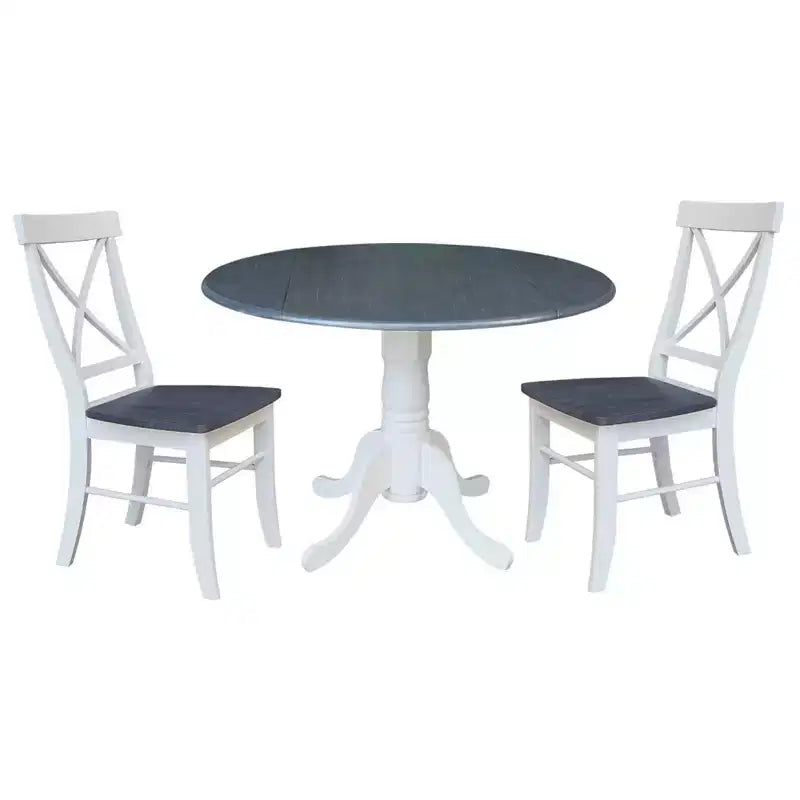 Table à rabats double 42 Mase avec 2 chaises à dossier en X - International Concepts