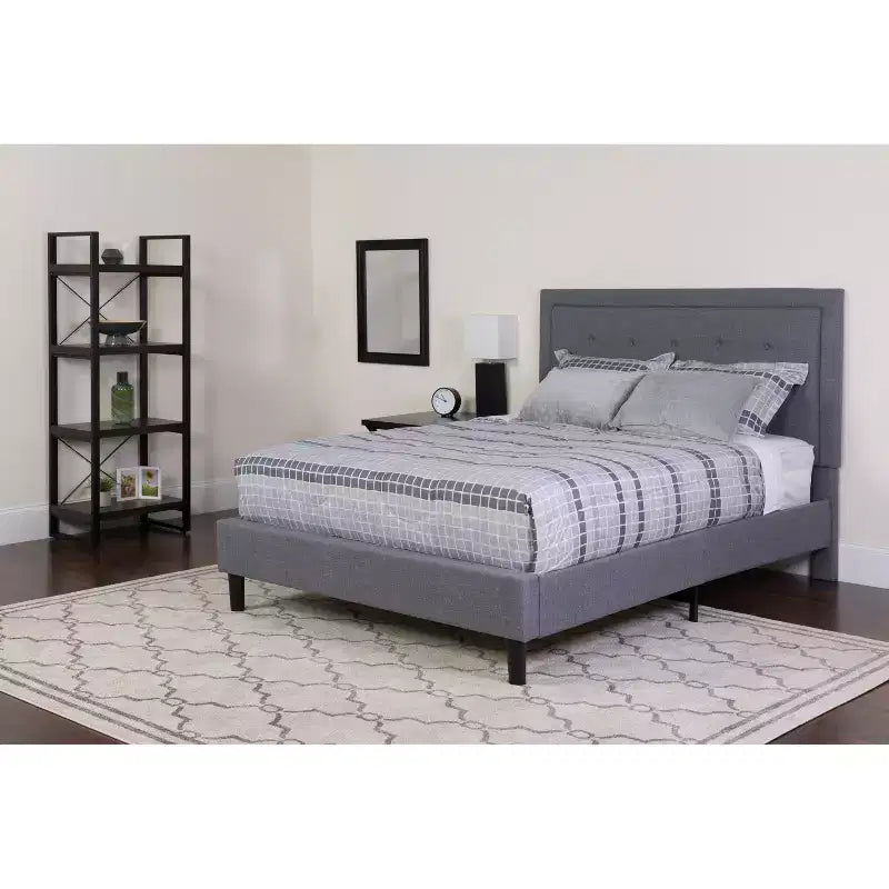 Lit plateforme rembourré capitonné Roxbury Flash Furniture et matelas à ressorts ensachés en mousse à mémoire de forme