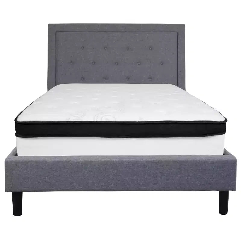Lit plateforme rembourré capitonné Roxbury Flash Furniture et matelas à ressorts ensachés en mousse à mémoire de forme
