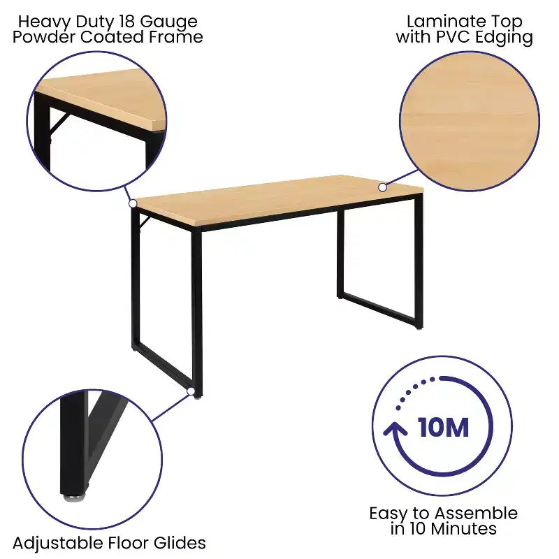 Flash Furniture Tiverton - Bureau moderne industriel - Bureau d'ordinateur de qualité commerciale et bureau à domicile - 47 de long