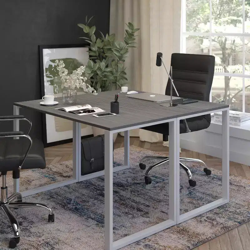 Flash Furniture Tiverton - Bureau moderne industriel - Bureau d'ordinateur de qualité commerciale et bureau à domicile - 47 de long