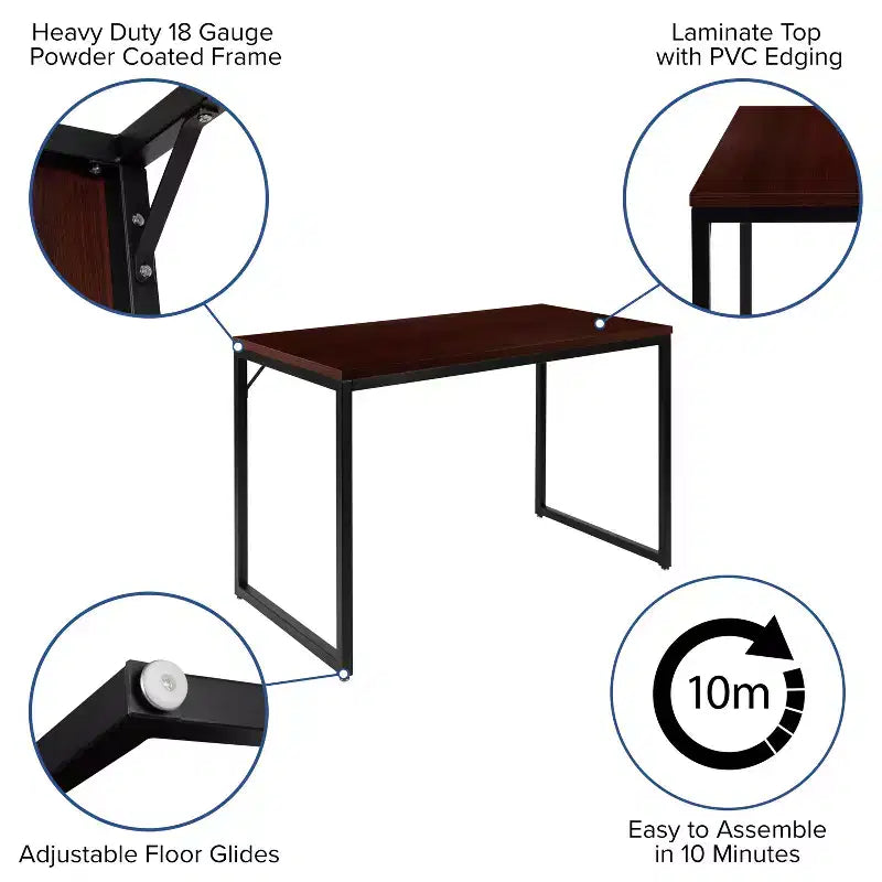 Flash Furniture Tiverton - Bureau moderne industriel - Bureau d'ordinateur de qualité commerciale et bureau à domicile - 47 de long