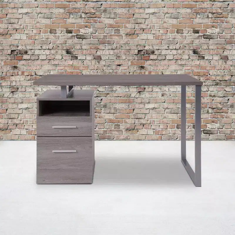 Bureau Harwood Flash Furniture avec deux tiroirs et cadre en métal