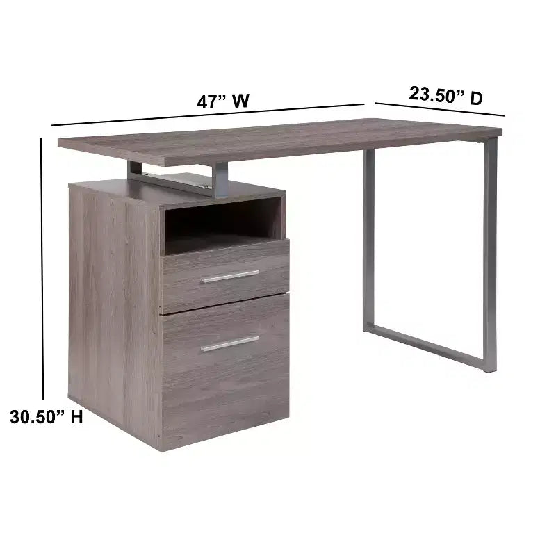 Bureau Harwood Flash Furniture avec deux tiroirs et cadre en métal