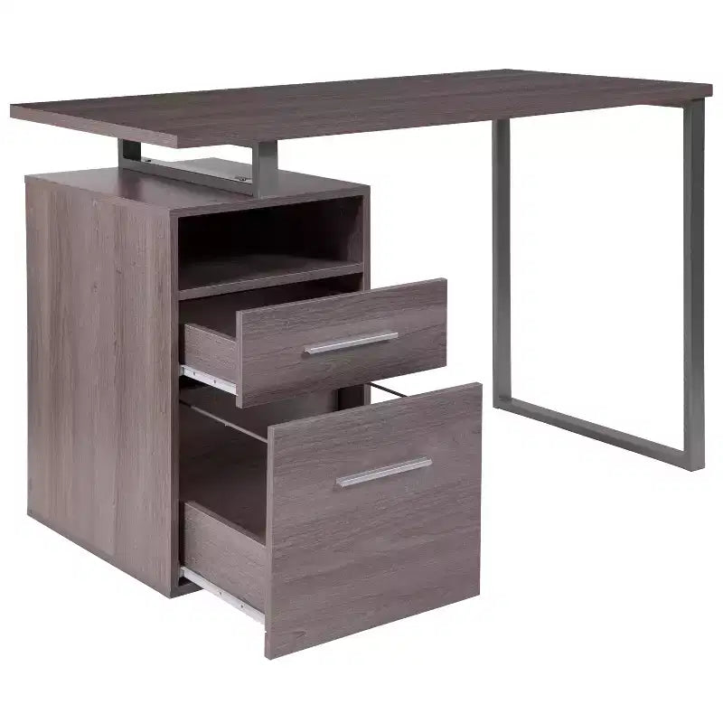 Bureau Harwood Flash Furniture avec deux tiroirs et cadre en métal