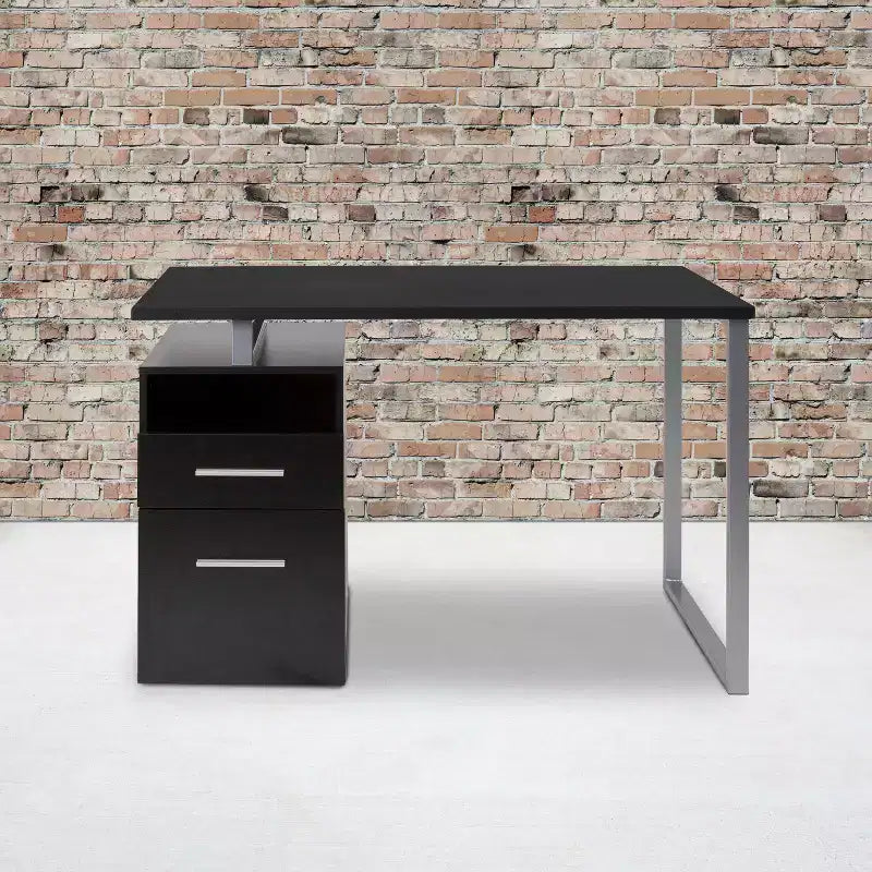 Bureau Harwood Flash Furniture avec deux tiroirs et cadre en métal
