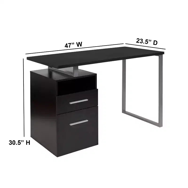 Bureau Harwood Flash Furniture avec deux tiroirs et cadre en métal