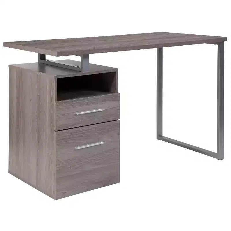 Bureau Harwood Flash Furniture avec deux tiroirs et cadre en métal