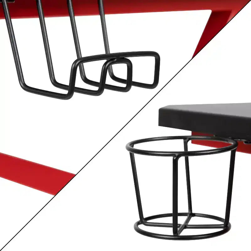 Ensemble bureau de jeu et chaise de course Flash Furniture avec porte-gobelet et crochet pour casque