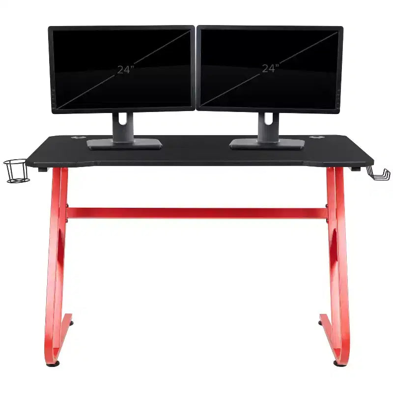 Ensemble bureau de jeu et chaise de course Flash Furniture avec porte-gobelet et crochet pour casque