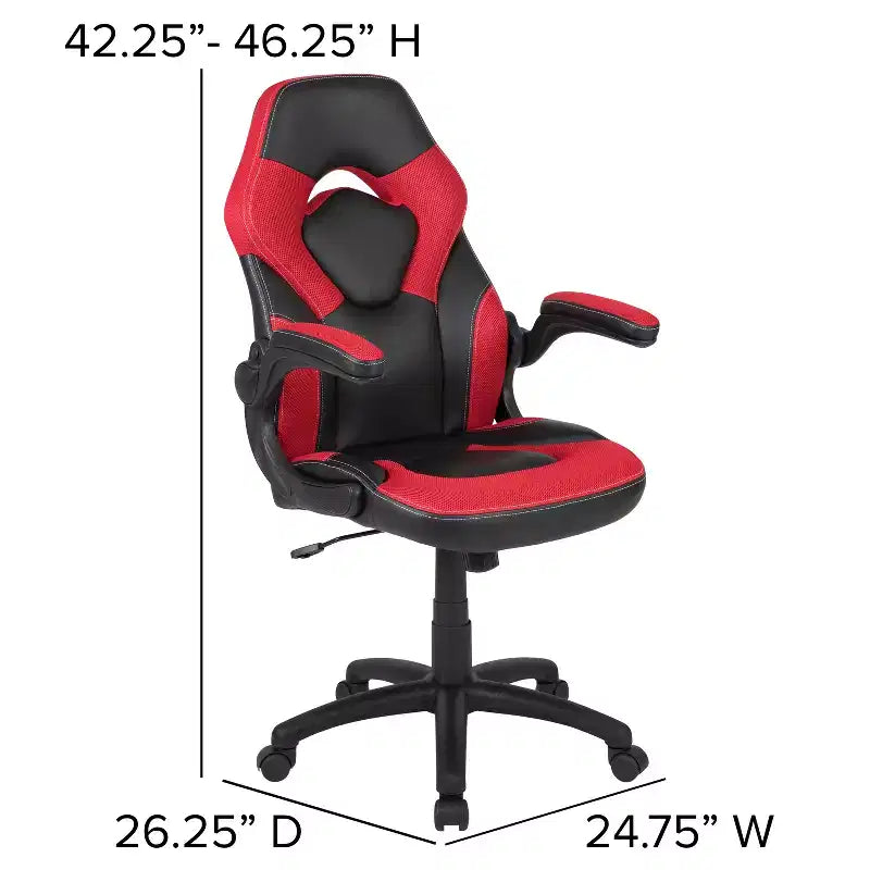 Ensemble bureau de jeu et chaise de course Flash Furniture avec porte-gobelet et crochet pour casque
