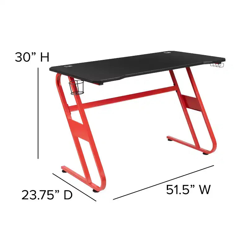 Ensemble bureau de jeu et chaise de course Flash Furniture avec porte-gobelet et crochet pour casque