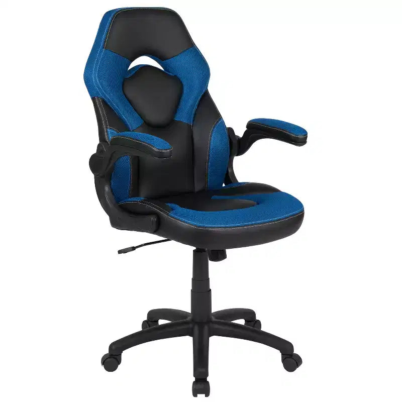 Ensemble bureau de jeu et chaise de course Flash Furniture avec porte-gobelet et crochet pour casque