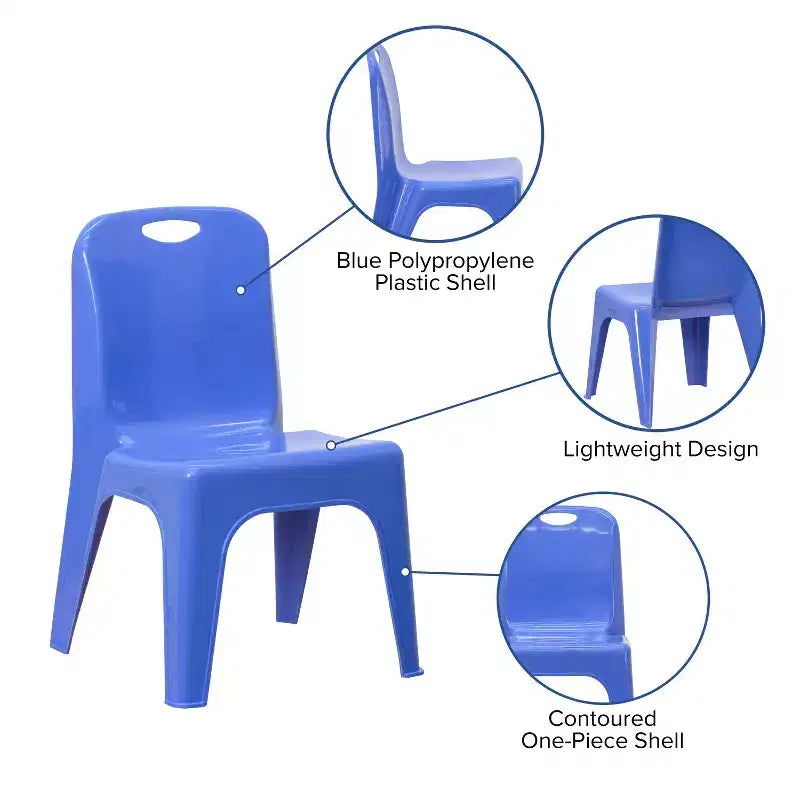 Flash Furniture Chaise d'écolier empilable en plastique par lot de 4 avec poignée de transport et hauteur d'assise de 28 cm