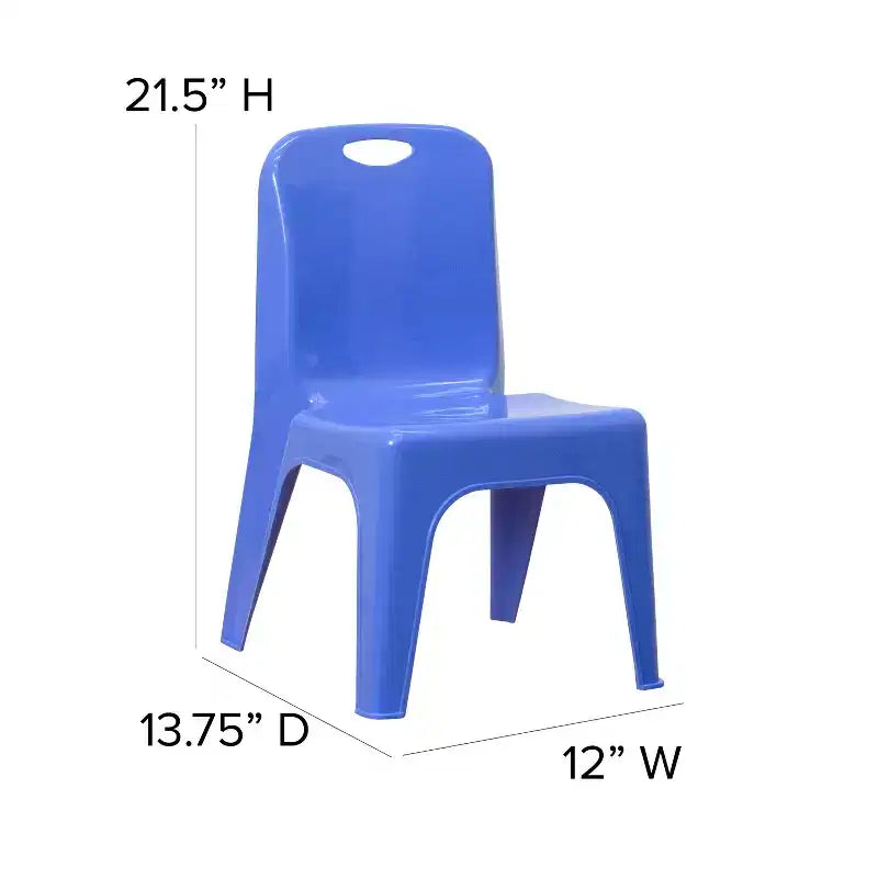 Flash Furniture Chaise d'écolier empilable en plastique par lot de 4 avec poignée de transport et hauteur d'assise de 28 cm
