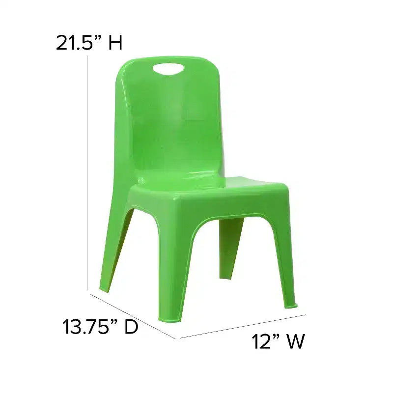 Flash Furniture Chaise d'écolier empilable en plastique par lot de 4 avec poignée de transport et hauteur d'assise de 28 cm