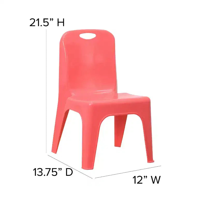 Flash Furniture Chaise d'écolier empilable en plastique par lot de 4 avec poignée de transport et hauteur d'assise de 28 cm