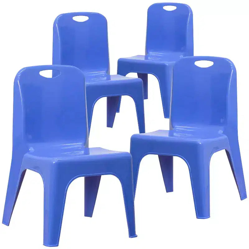 Flash Furniture Chaise d'écolier empilable en plastique par lot de 4 avec poignée de transport et hauteur d'assise de 28 cm