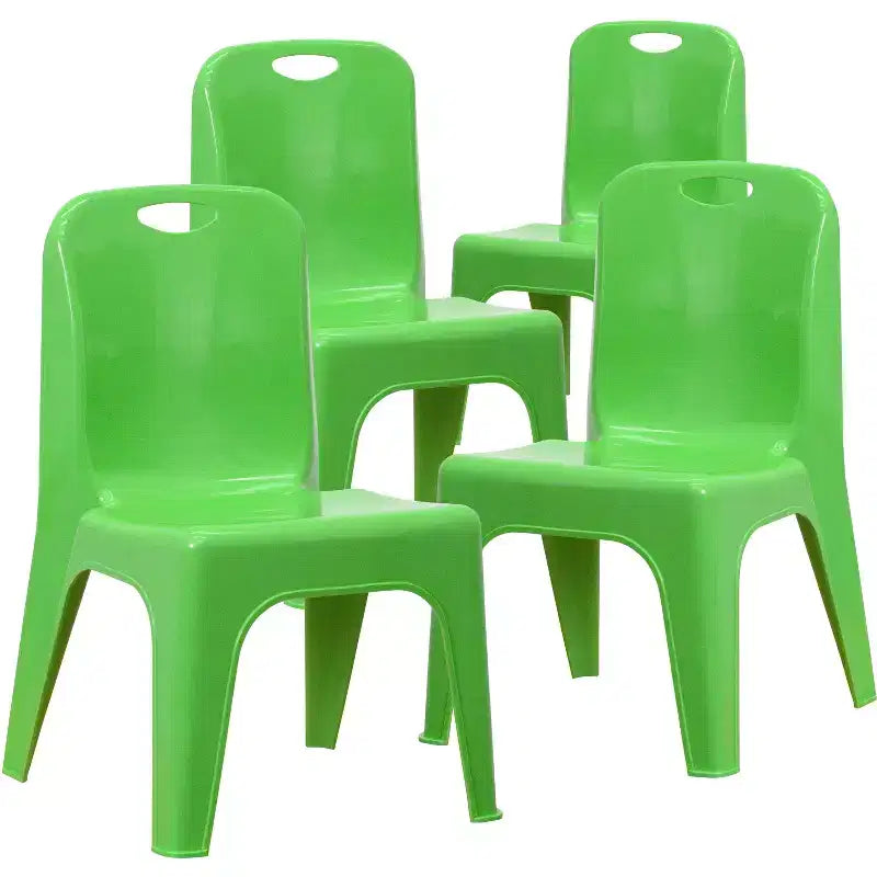 Flash Furniture Chaise d'écolier empilable en plastique par lot de 4 avec poignée de transport et hauteur d'assise de 28 cm