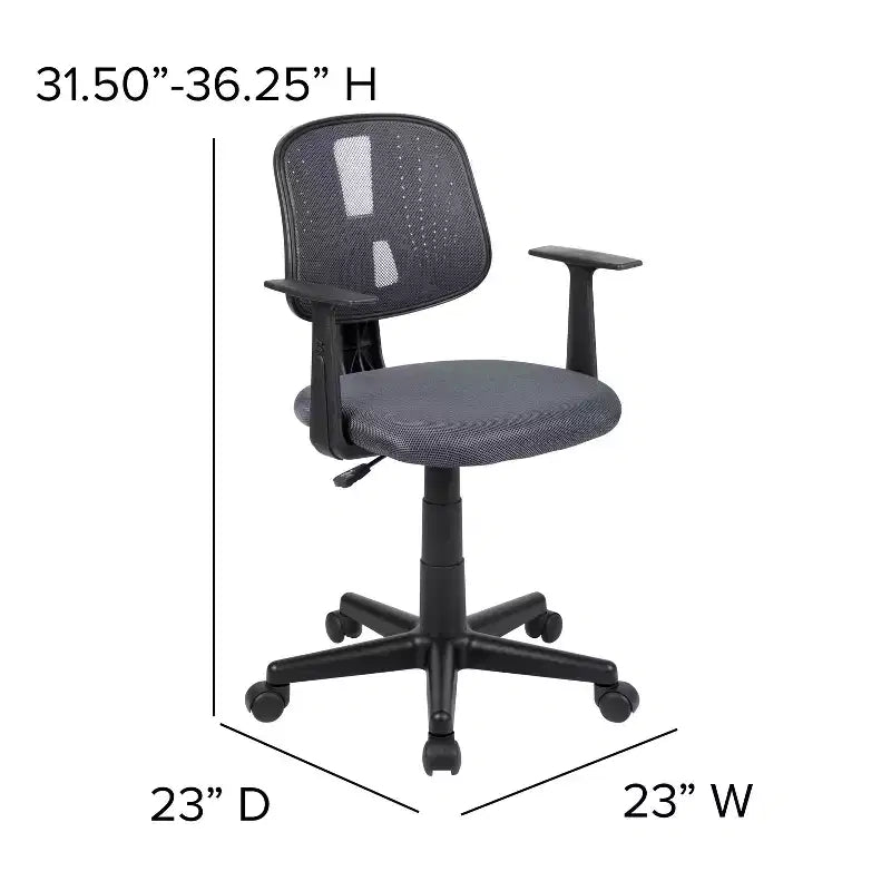 Chaise de bureau Flash Furniture Flash Fundamentals pivotante en maille à dossier mi-hauteur avec dossier pivotant et accoudoirs