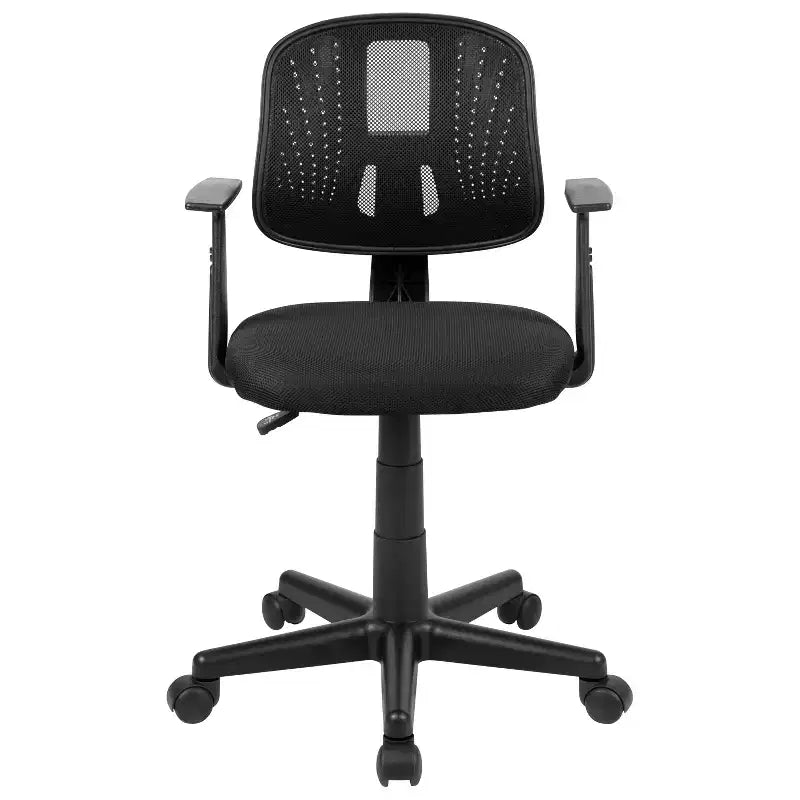 Chaise de bureau Flash Furniture Flash Fundamentals pivotante en maille à dossier mi-hauteur avec dossier pivotant et accoudoirs
