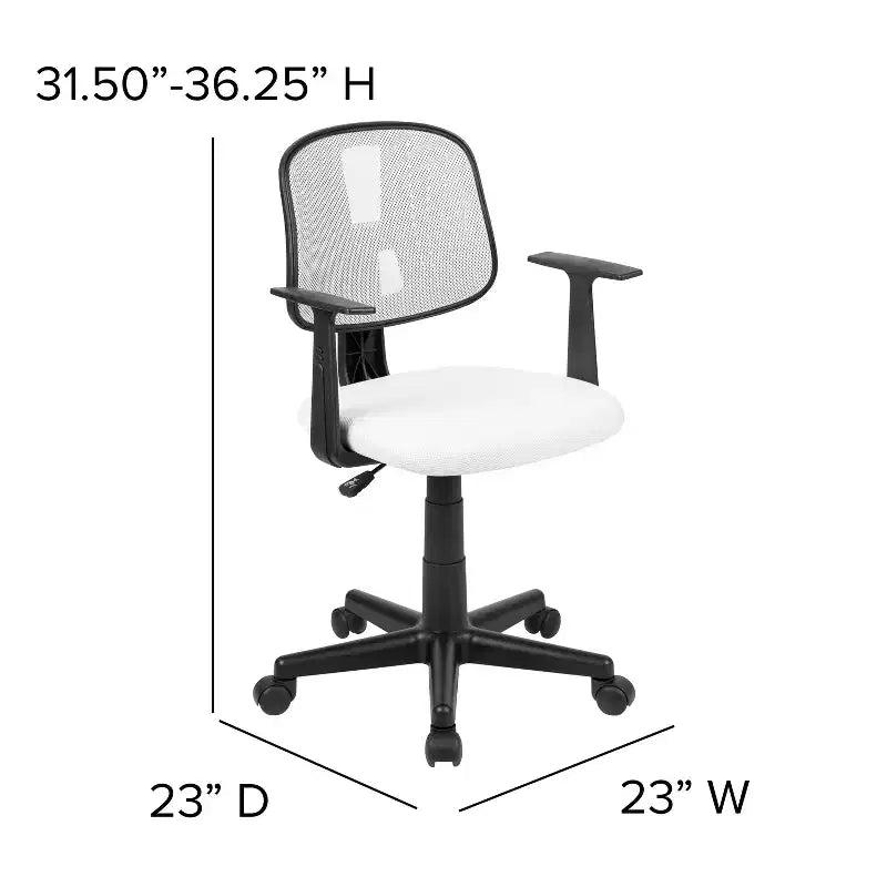 Chaise de bureau Flash Furniture Flash Fundamentals pivotante en maille à dossier mi-hauteur avec dossier pivotant et accoudoirs
