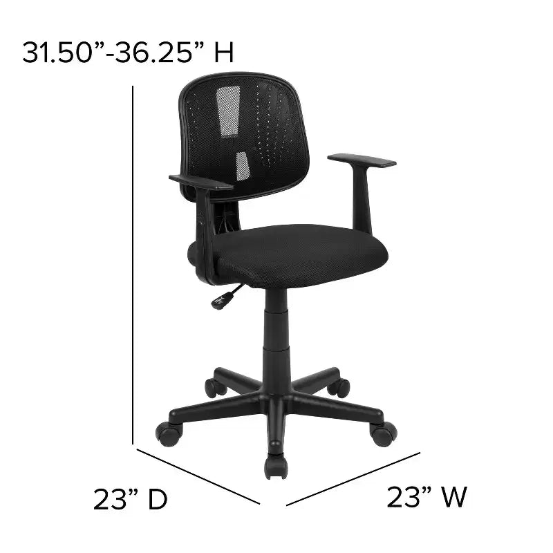 Chaise de bureau Flash Furniture Flash Fundamentals pivotante en maille à dossier mi-hauteur avec dossier pivotant et accoudoirs
