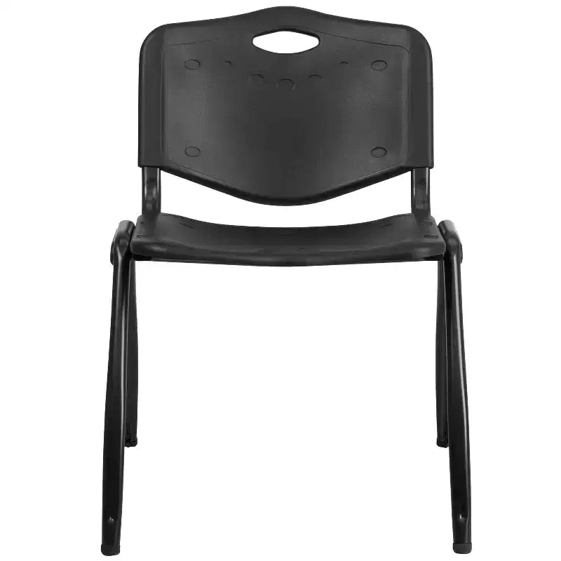 Chaise empilable en plastique noir série HERCULES de Flash Furniture, capacité de 400 kg