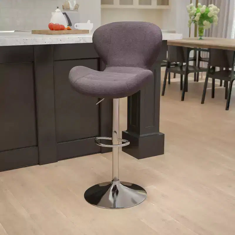 Tabouret de bar contemporain Flash Furniture réglable en hauteur avec dossier incurvé et base chromée