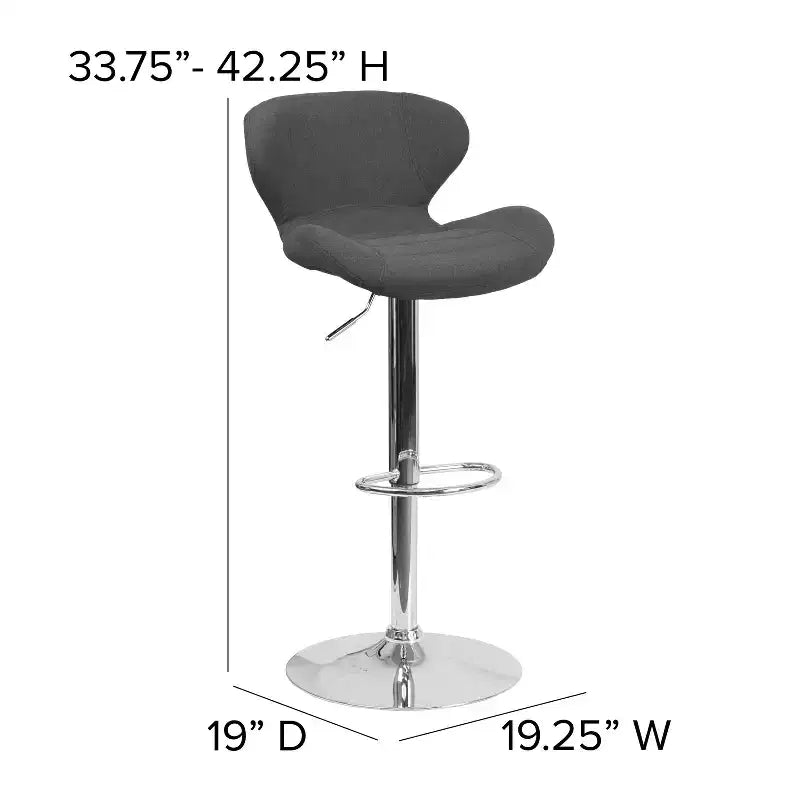 Tabouret de bar contemporain Flash Furniture réglable en hauteur avec dossier incurvé et base chromée