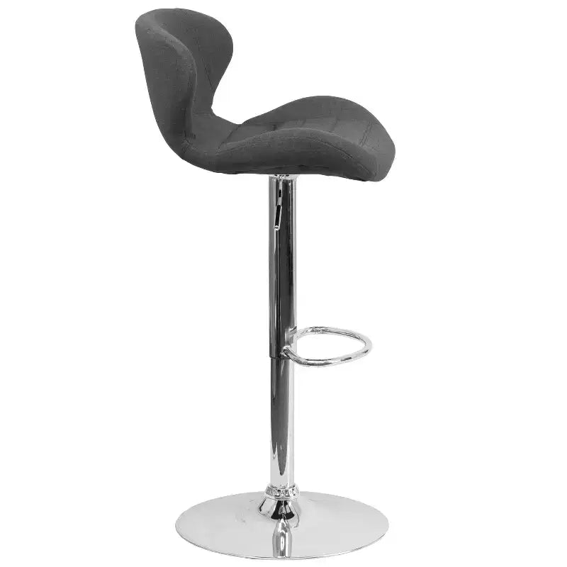 Tabouret de bar contemporain Flash Furniture réglable en hauteur avec dossier incurvé et base chromée