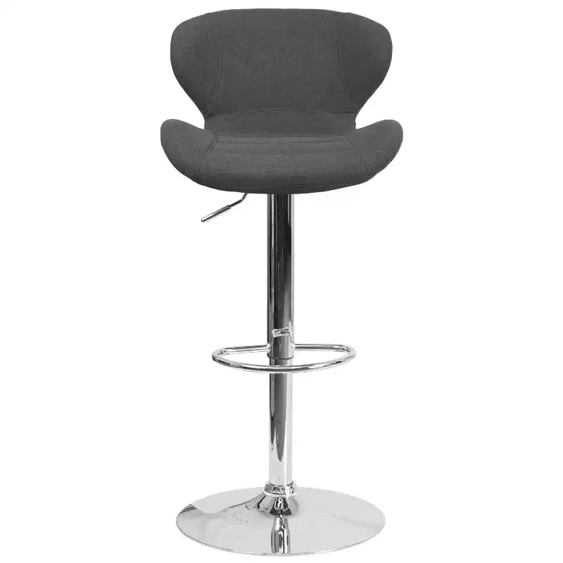 Tabouret de bar contemporain Flash Furniture réglable en hauteur avec dossier incurvé et base chromée