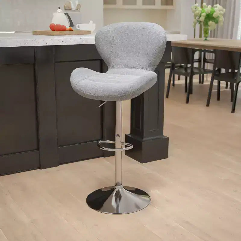 Tabouret de bar contemporain Flash Furniture réglable en hauteur avec dossier incurvé et base chromée